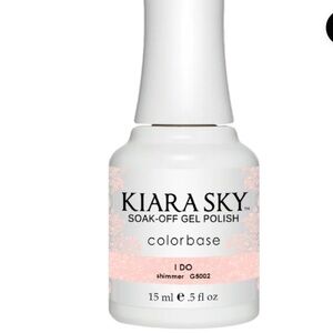 Kiara Sky soak off gel 

Color base nail lacquer in the color I do pink  shimmer